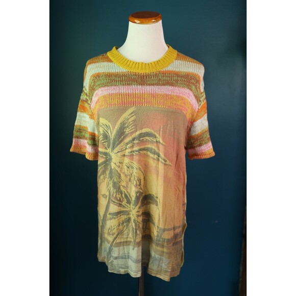 Free People Tops - We The Free People  Ibiza Swit Knit Crochet Sleeve Palm Tree Beachy Tunic XS